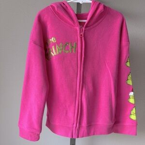 The Grinch girls size 6 soft full zip pink hoodie